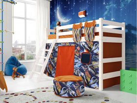 Кровать полувысокая Соня (вариант 6) с наклонной лестницей в Иланском - ilanskij.mebel-nsk.ru | фото