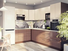 Модульная кухня Классика (ваниль/шоколад) в Иланском - ilanskij.mebel-nsk.ru | фото