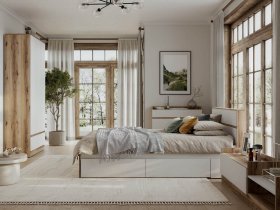 Модульная спальня Брауни (дуб делано/белый) в Иланском - ilanskij.mebel-nsk.ru | фото