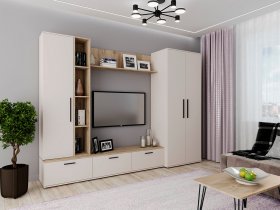 Модульная стенка Верона (сатин/дуб крафт серый) в Иланском - ilanskij.mebel-nsk.ru | фото