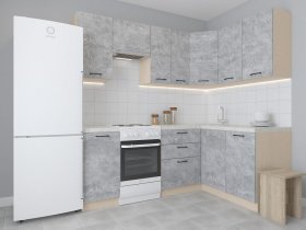 Модульная угловая кухня 1,4м*2,1м Лада (цемент) в Иланском - ilanskij.mebel-nsk.ru | фото