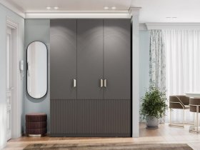 Шкаф трехстворчатый Эккервуд (Нью) (графит) в Иланском - ilanskij.mebel-nsk.ru | фото
