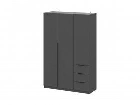 Шкаф трехстворчатый с ящиками ШК-22 (графит) в Иланском - ilanskij.mebel-nsk.ru | фото