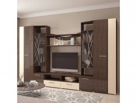 Стенка Гамма (дуб венге/дуб молочный) в Иланском - ilanskij.mebel-nsk.ru | фото