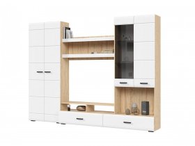Стенка ГС-01 Либерти (дуб сонома/белый глянец) в Иланском - ilanskij.mebel-nsk.ru | фото