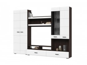Стенка ГС-01 Либерти (венге/белый глянец) в Иланском - ilanskij.mebel-nsk.ru | фото