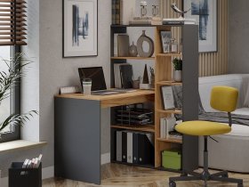 Стол письменный тип 16 (дуб крафт золотой/графит серый) в Иланском - ilanskij.mebel-nsk.ru | фото