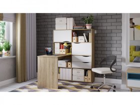 Стол письменный тип 7 (дуб сонома/белый ясень) в Иланском - ilanskij.mebel-nsk.ru | фото
