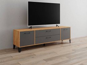 Тумба под ТВ Парус-13 (дуб крафт золотой/графит серый) в Иланском - ilanskij.mebel-nsk.ru | фото